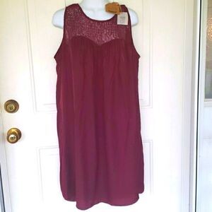 Kori women's wine sleeveless laced dress size large NWT